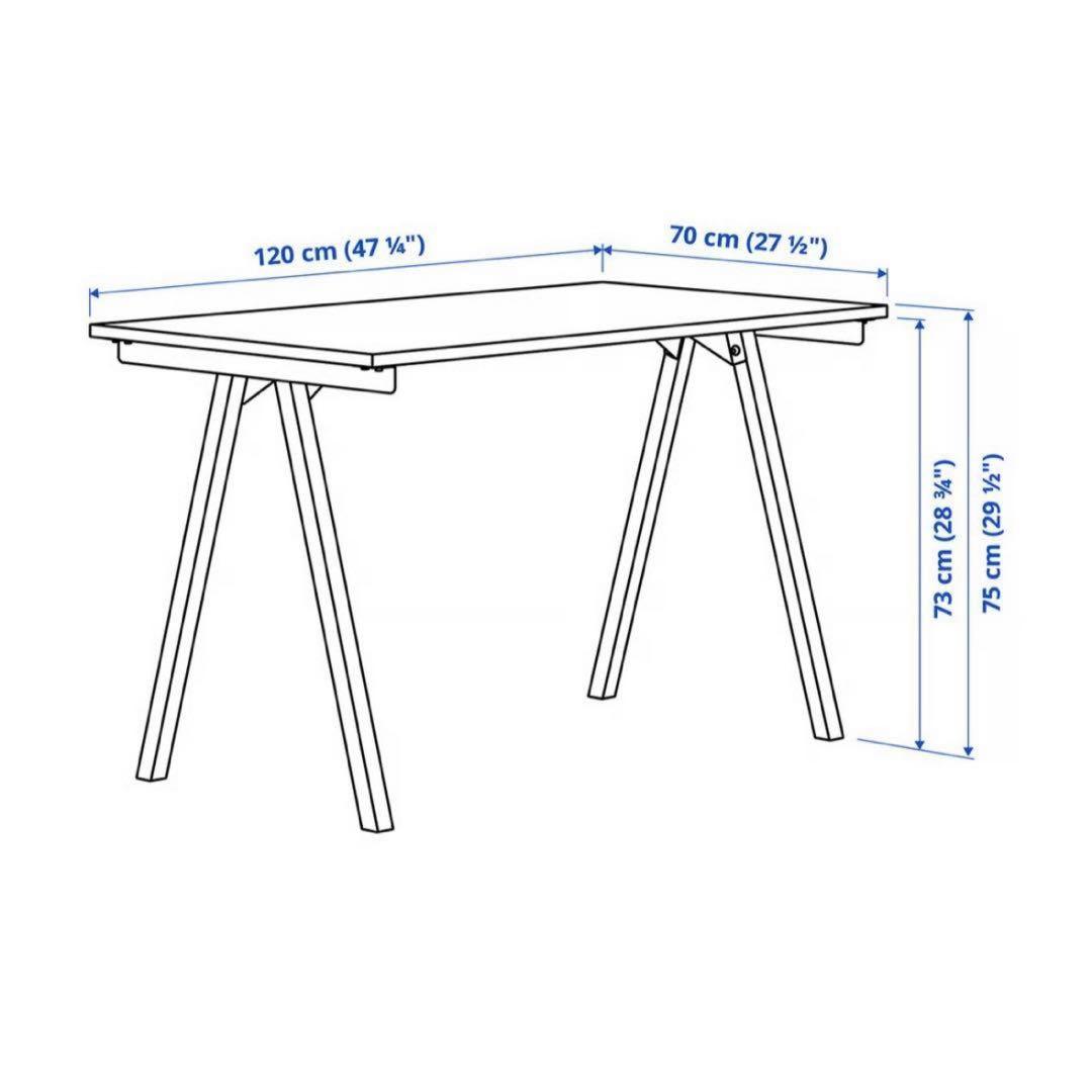 8日までIKEA トロッテン デスク, ベージュ/チャコール, 120x70cm