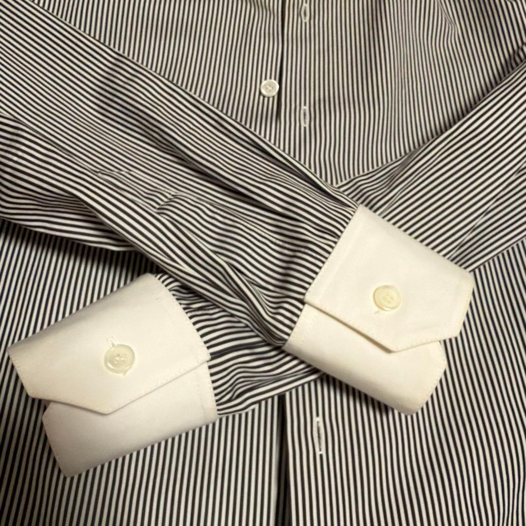 CELINE セリーヌ クレリックシャツ ストライプ 長袖 ホワイト襟 正規品