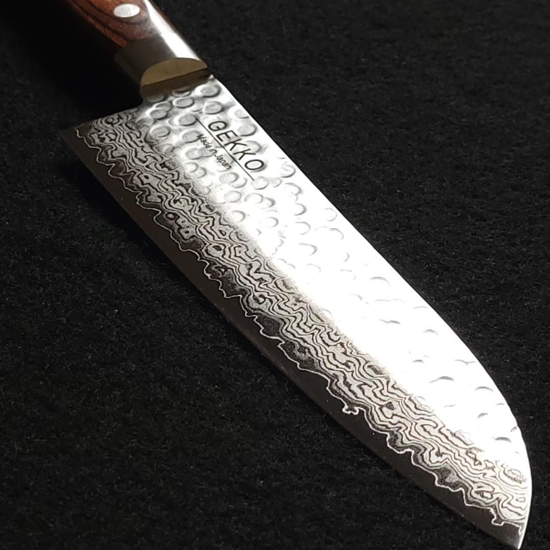 ゆ*り様 VG10 ダマスカス 三徳包丁185mm 茶柄 G1706E 月光作