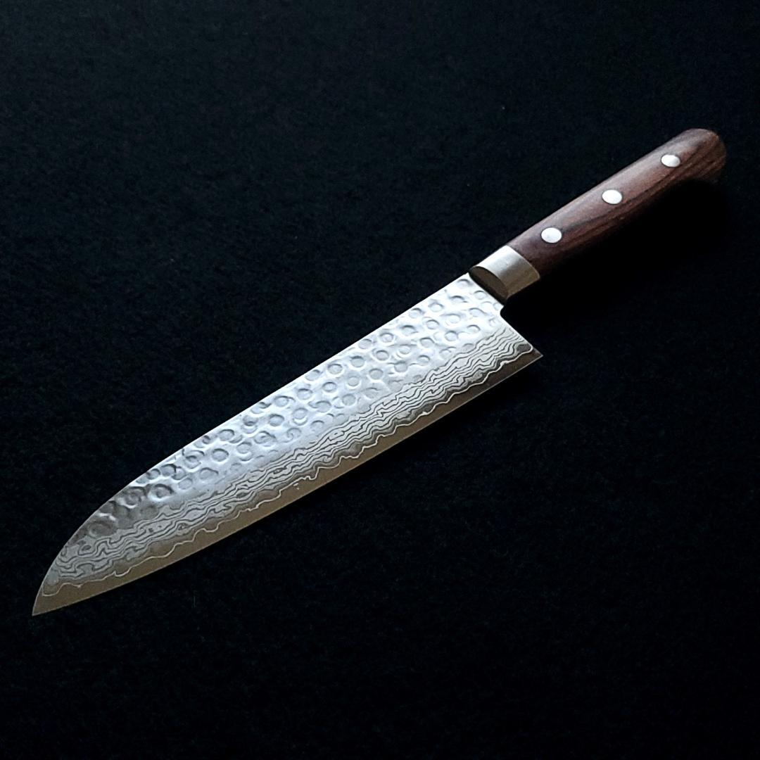 ゆ*り様 VG10 ダマスカス 三徳包丁185mm 茶柄 G1706E 月光作