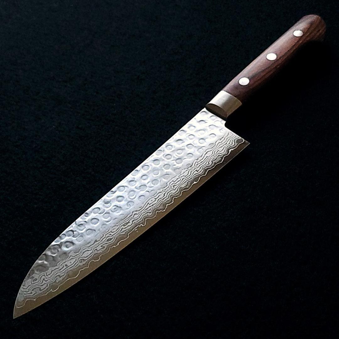 ゆ*り様 VG10 ダマスカス 三徳包丁185mm 茶柄 G1706E 月光作