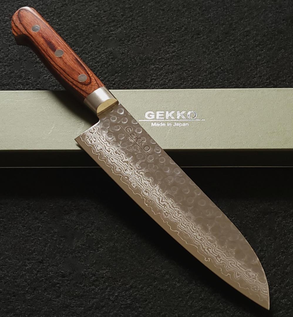 ゆ*り様 VG10 ダマスカス 三徳包丁185mm 茶柄 G1706E 月光作