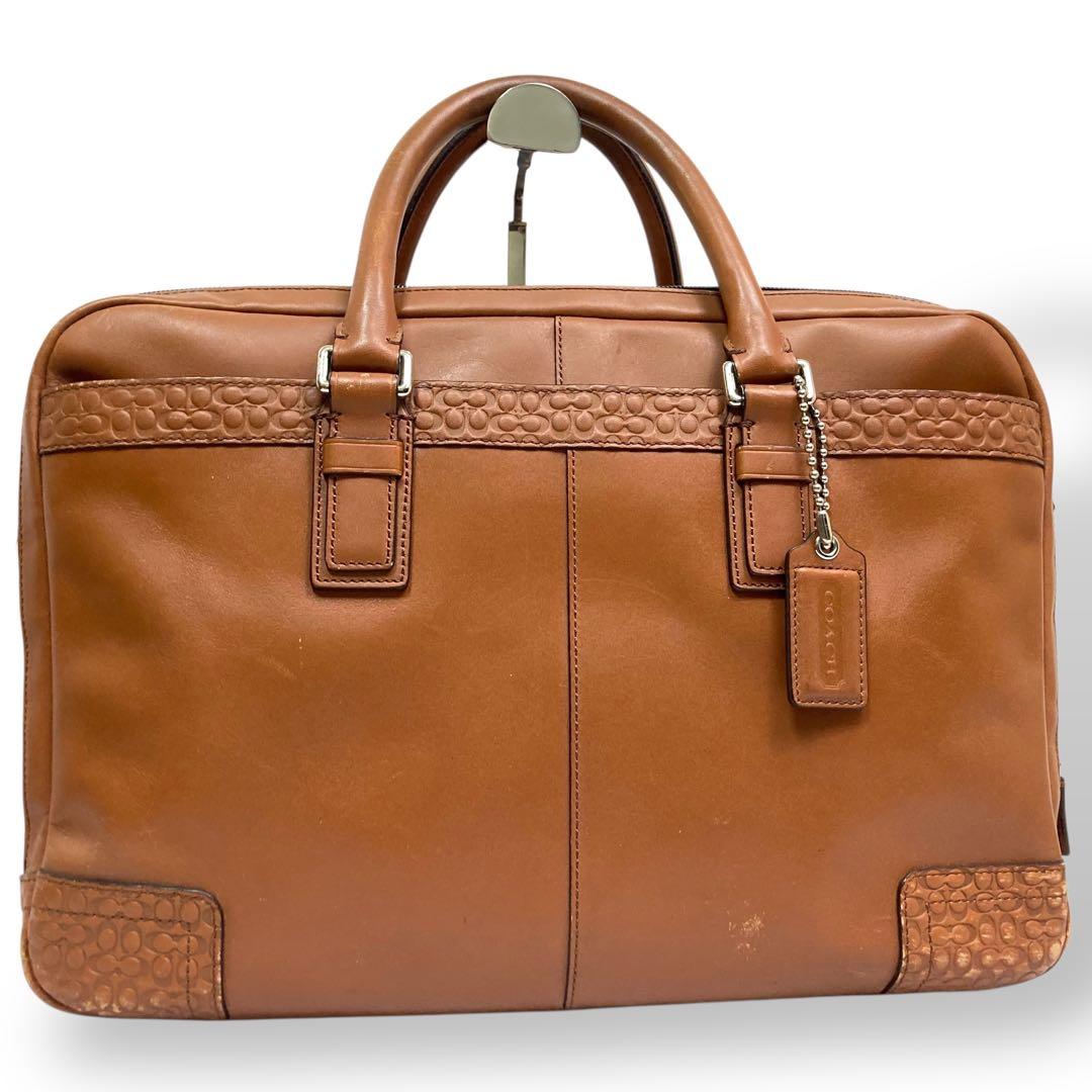 Coach コーチ　ビジネスバッグ　レザー　ブラウン シグネチャー　F70550