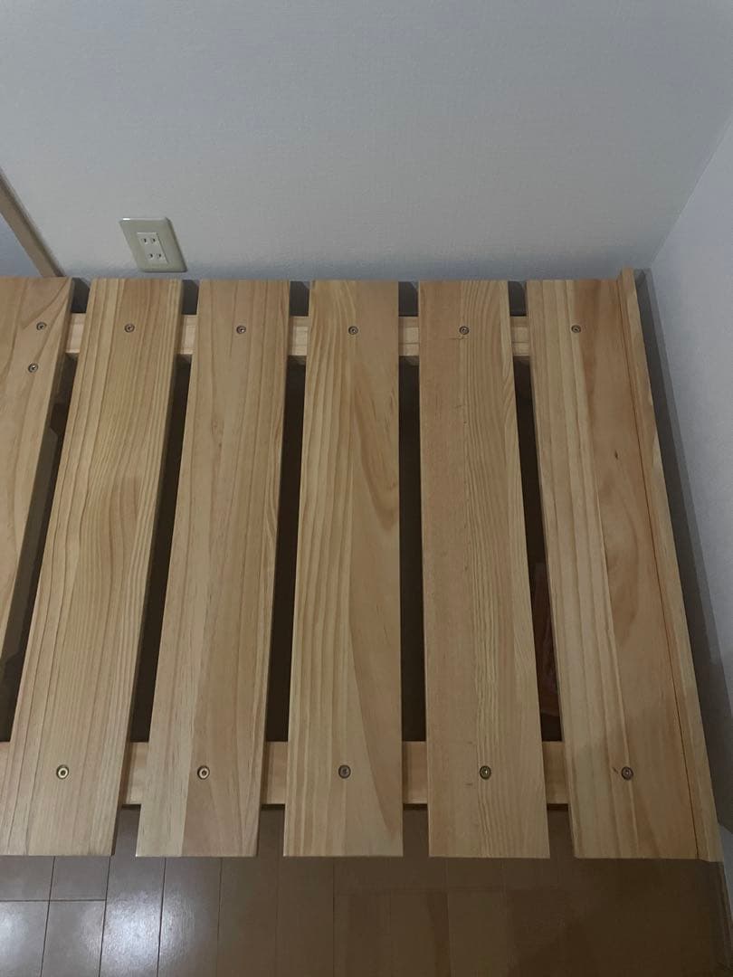 【梱包済】エムール　高さが変えられる すのこ ベッド 80×185cm