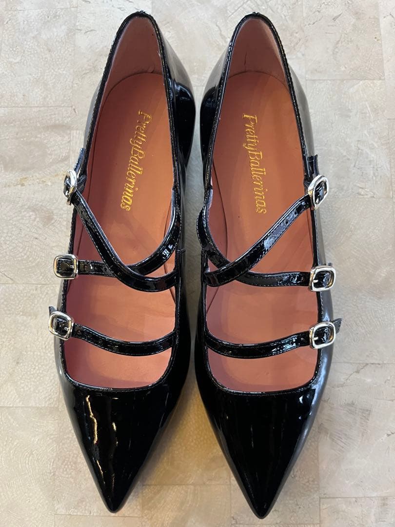 超メルカリ市★プリティバレリーナ　ストラップシューズ　パテント　39★極美品