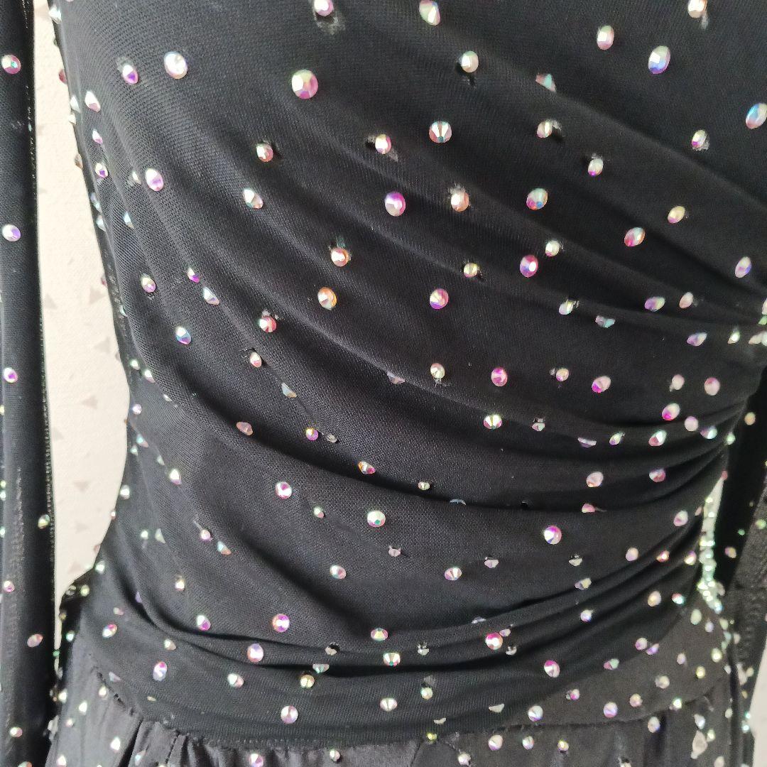 社交ダンス用ドレス 黒と白の水玉模様