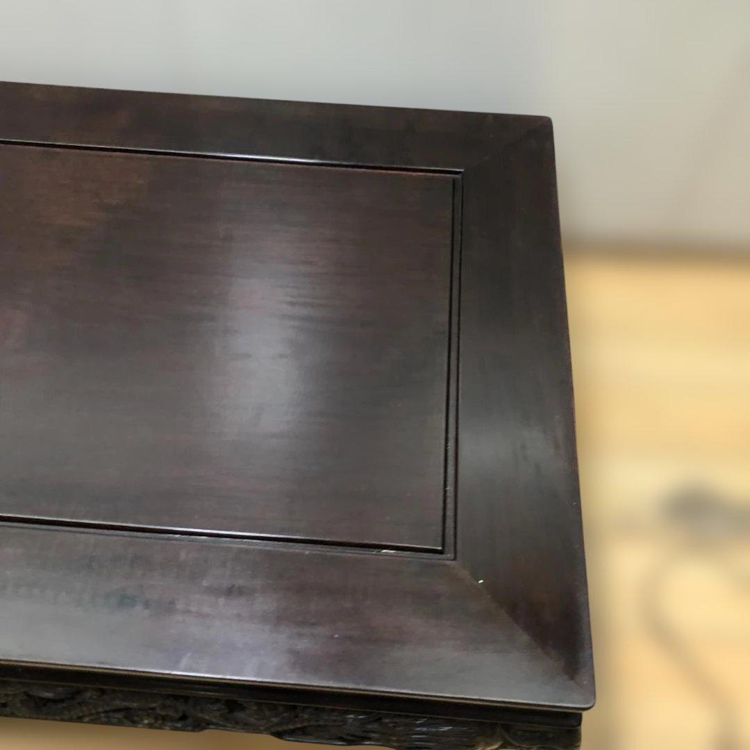 送料無料 中国家具 彫刻座卓 龍彫刻 唐木調 大型 ローテーブル 251214