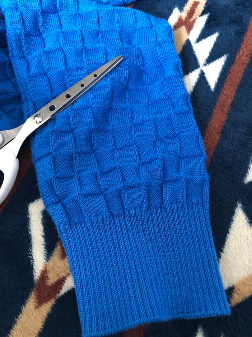 美品 ルイヴィトン ダミエ ニット セーター ブルー　青　HJN40W M