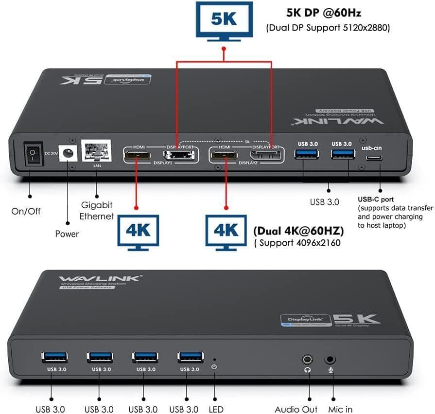 最安値⚡WAVLINK USB-C ドッキングステーション WL-UG69PD6