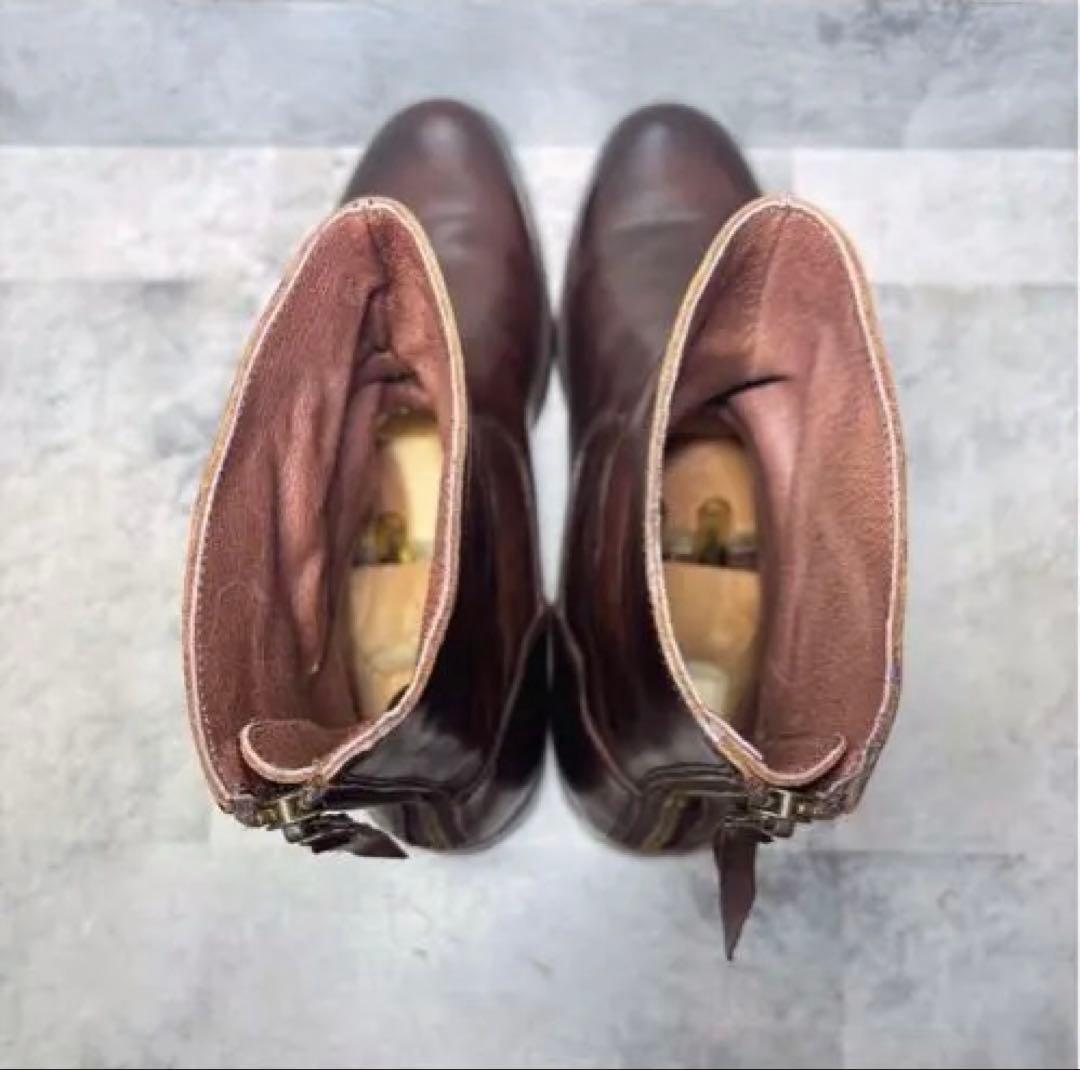 PADRONE パドローネ ショートブーツ 41 バックジップ 本革 ブラウン