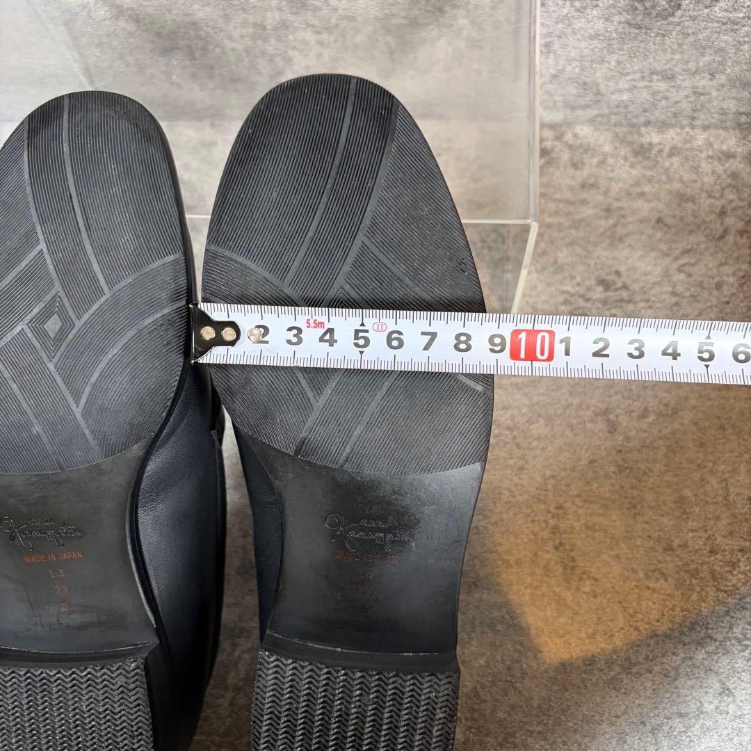 美品 銀座かねまつ AQUA BELL ビットローファー 黒　レザー　23cm