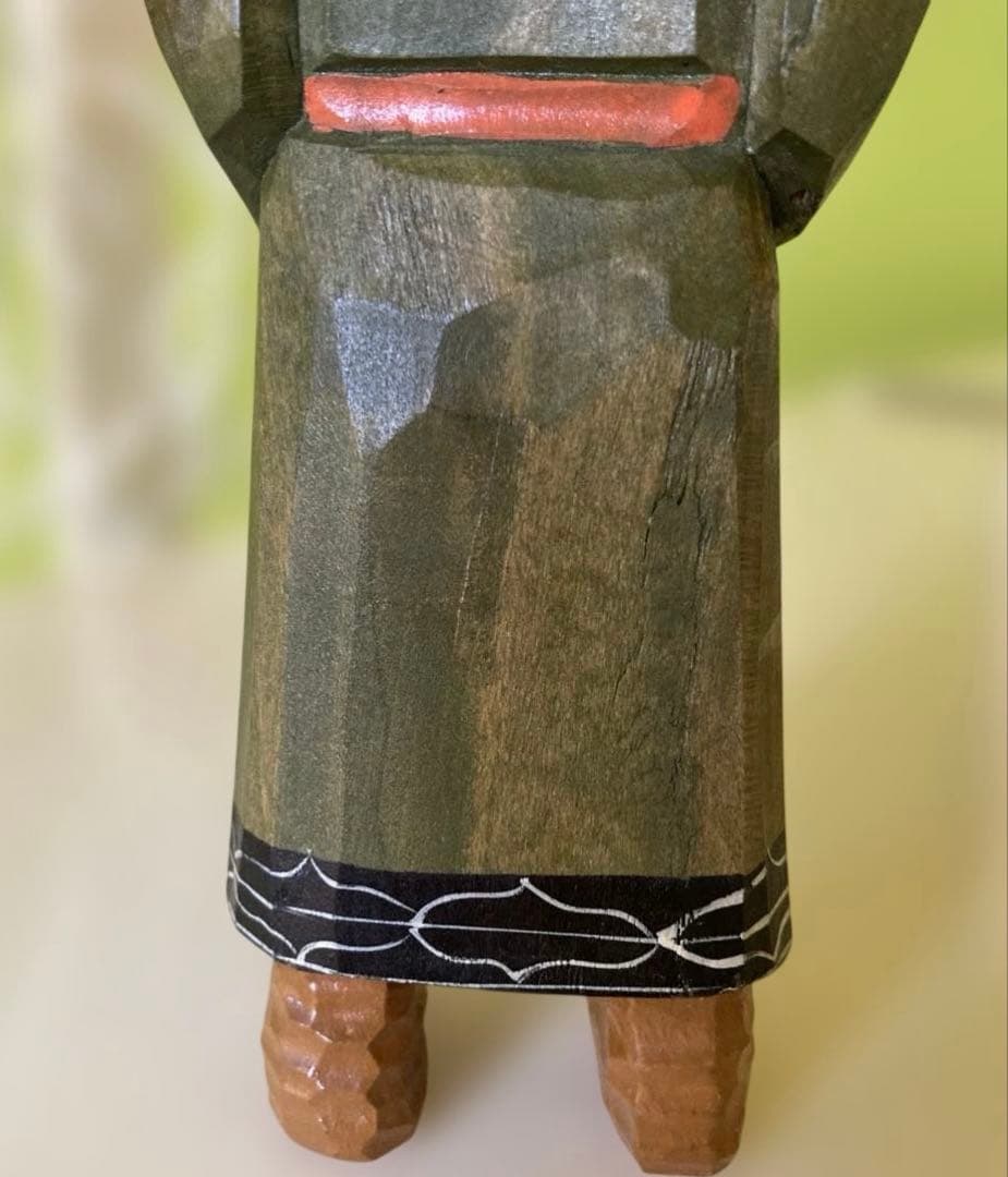 木彫り 農民美術 木端人形 アイヌ 夫婦 小熊 鮭　2体セット