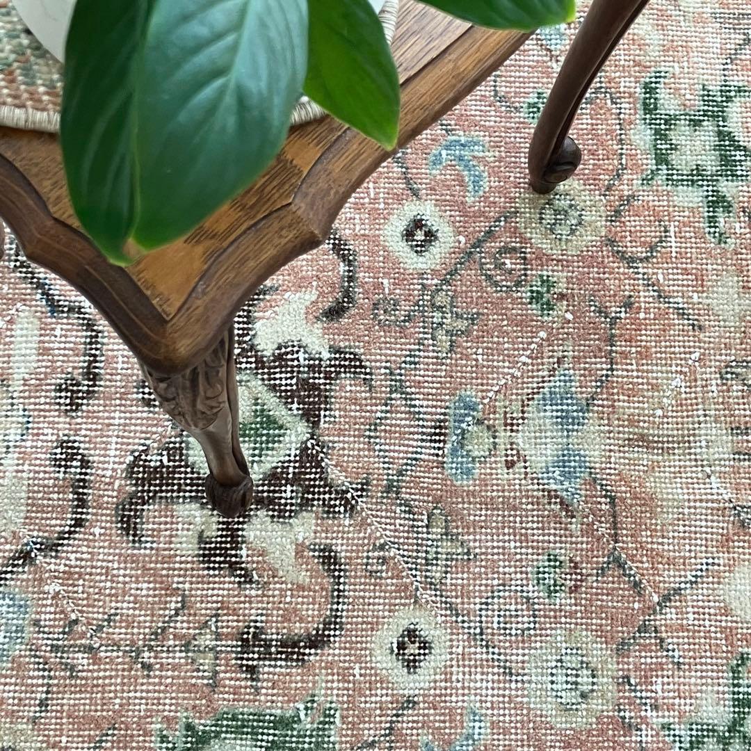 シャビーピンク✳︎120×177グリーン　ブルー　　チョコ　トルコヴィンテージラグ