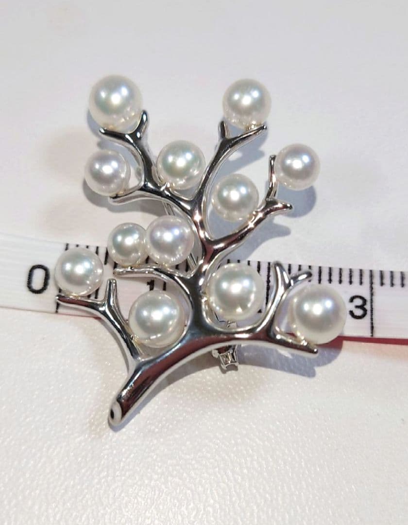 MIKIMOTO 幸福の木ブローチ　SILVER　アコヤ真珠付き