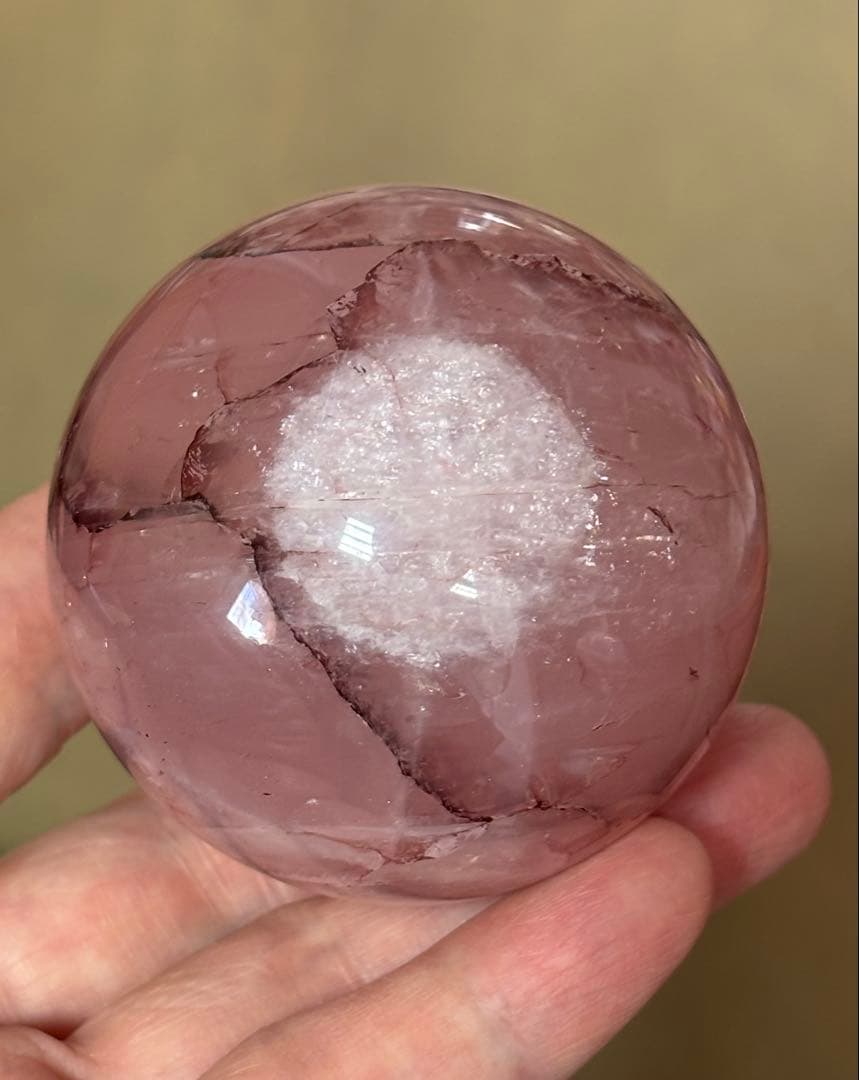 レア　スターローズクォーツ　ファイヤー共生　スフィア5.84cm 六芒星　天然石