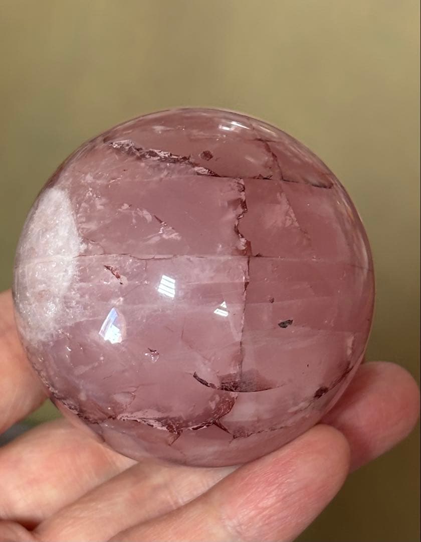 レア　スターローズクォーツ　ファイヤー共生　スフィア5.84cm 六芒星　天然石