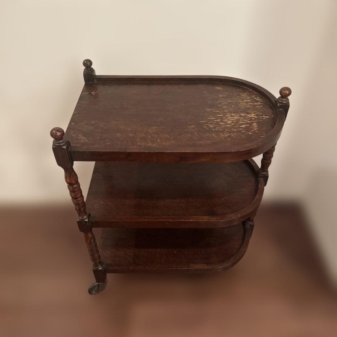 ロイズアンティークス 木製3段 キッチンワゴン ダークブラウン 英国アンティーク