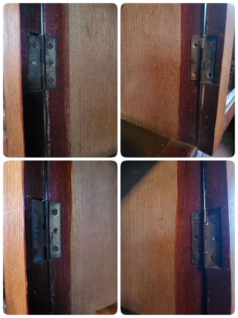 本棚　飾り棚　食器棚　収納棚　引き出し 2杯　ゆらゆらガラス　古家具