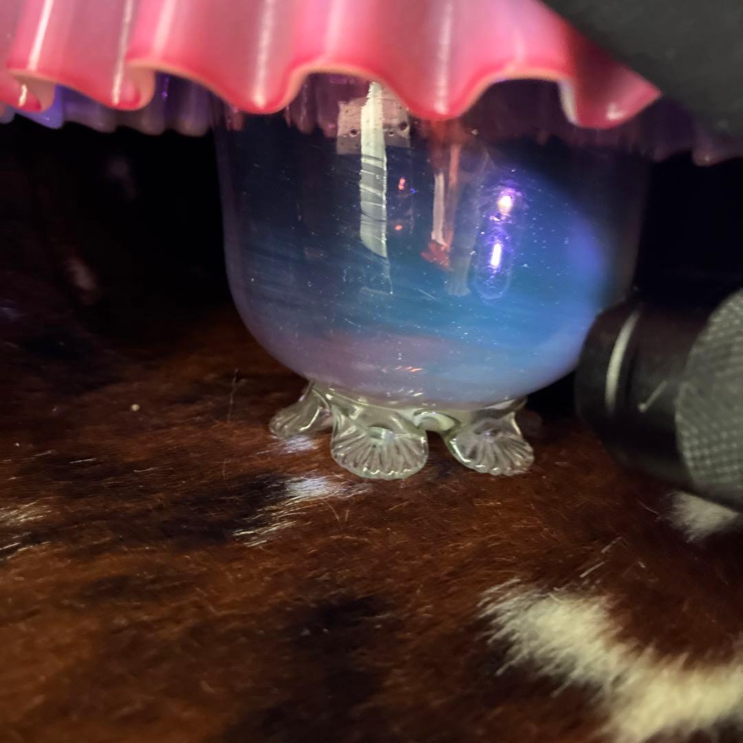 イギリス　レア品ヴィクトリアンアンティークウランバセリン　クランベリーコンポート