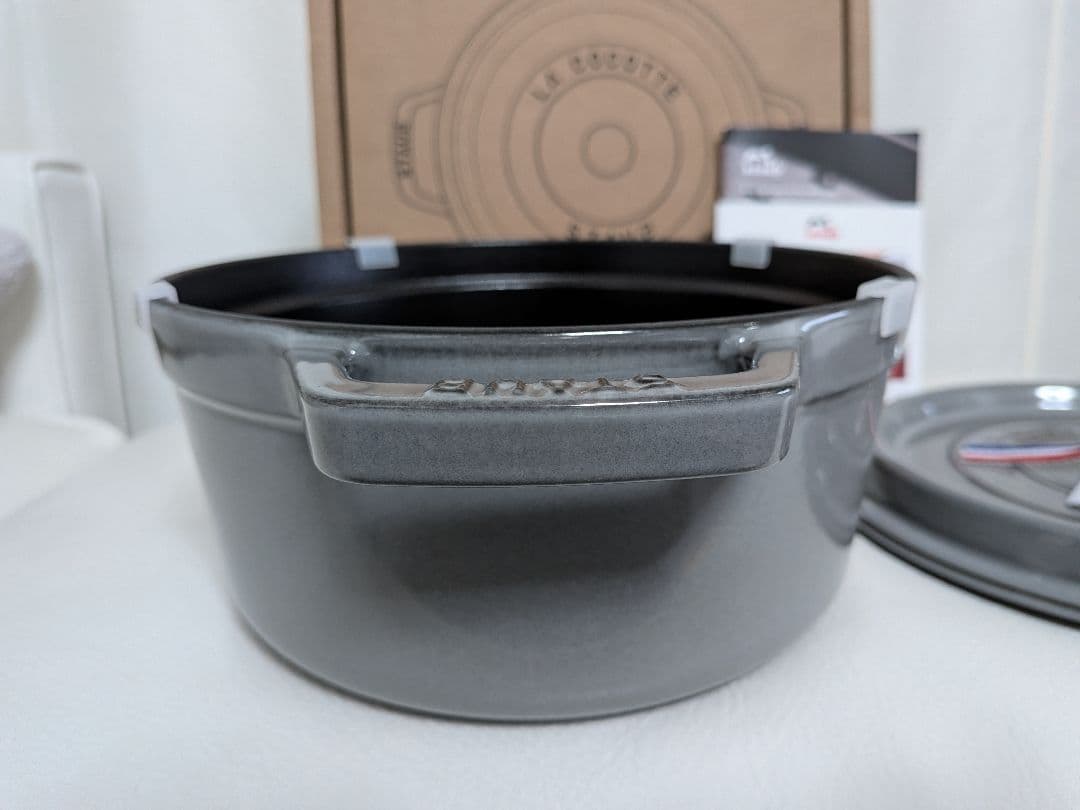 【新品セット】ストウブ22cm ピコ・ココットラウンドグレー&スープレードル