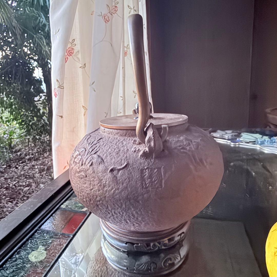 大雪特価‼️25日20時迄あったまろTETSUBIN 亀文堂姥口陽刻「松風」銘鉄瓶