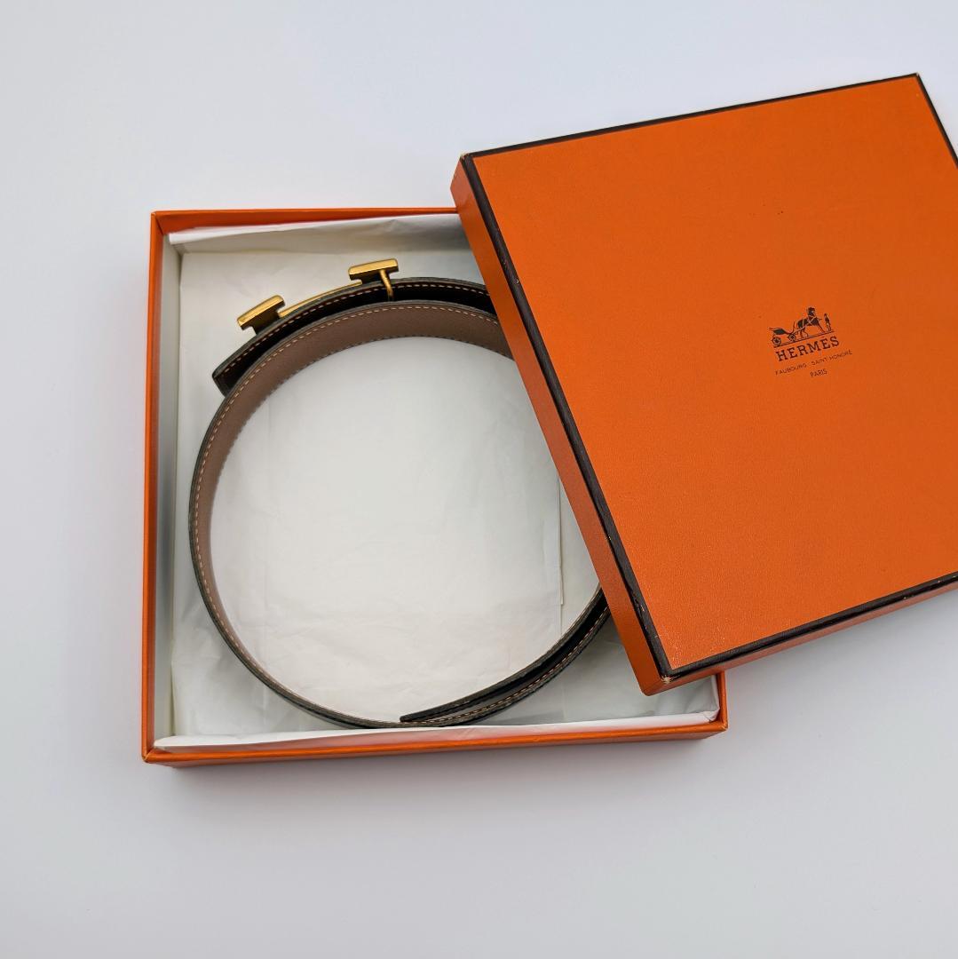 エルメス コンスタンス Hベルト ゴールド リバーシブル カーフ 65 ブラック