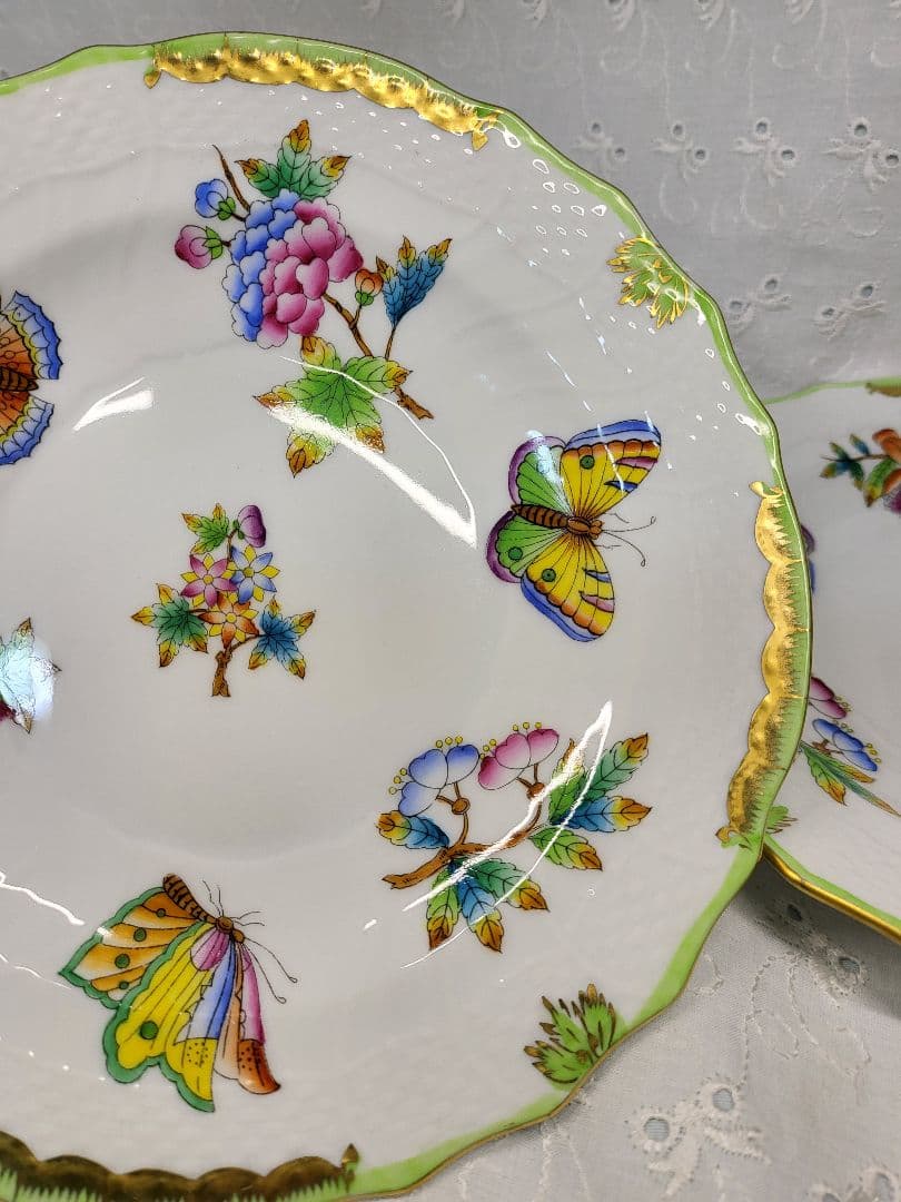 2枚✨ヘレンド ヴィクトリアブーケ サラダ デザート プレート19 皿 花蝶②