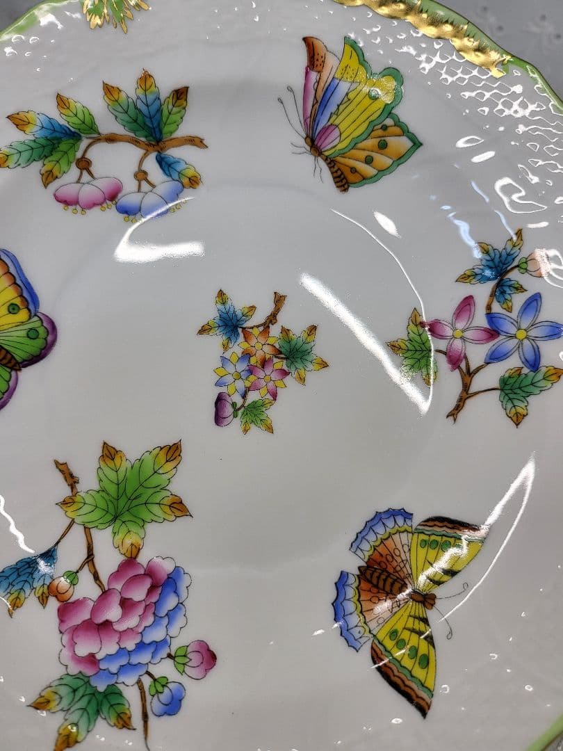 2枚✨ヘレンド ヴィクトリアブーケ サラダ デザート プレート19 皿 花蝶②