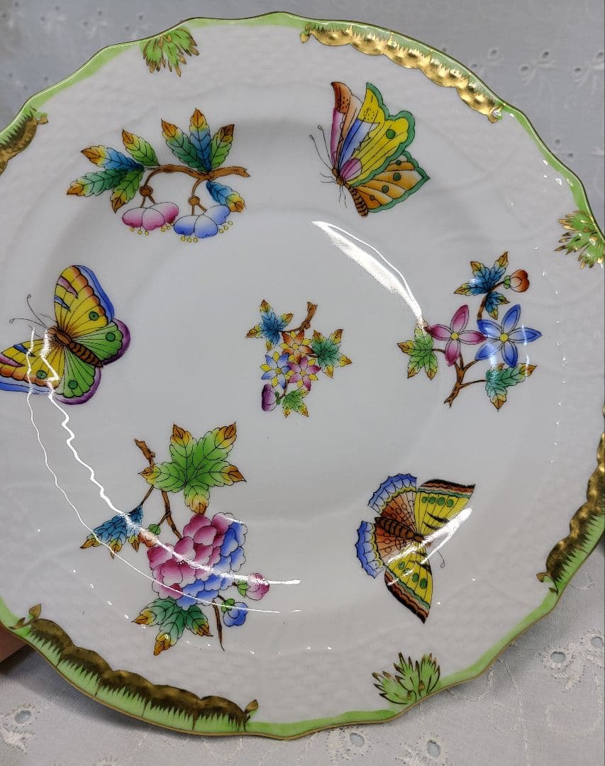 2枚✨ヘレンド ヴィクトリアブーケ サラダ デザート プレート19 皿 花蝶②