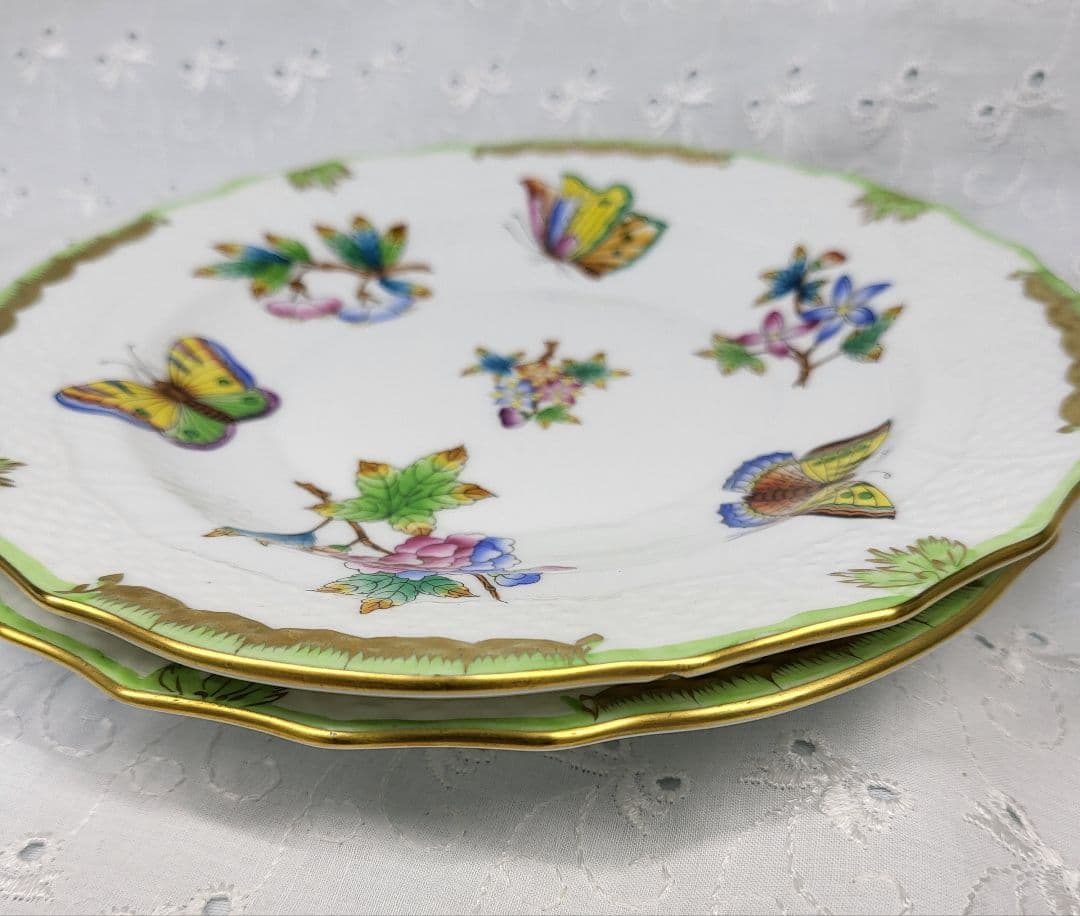 2枚✨ヘレンド ヴィクトリアブーケ サラダ デザート プレート19 皿 花蝶②
