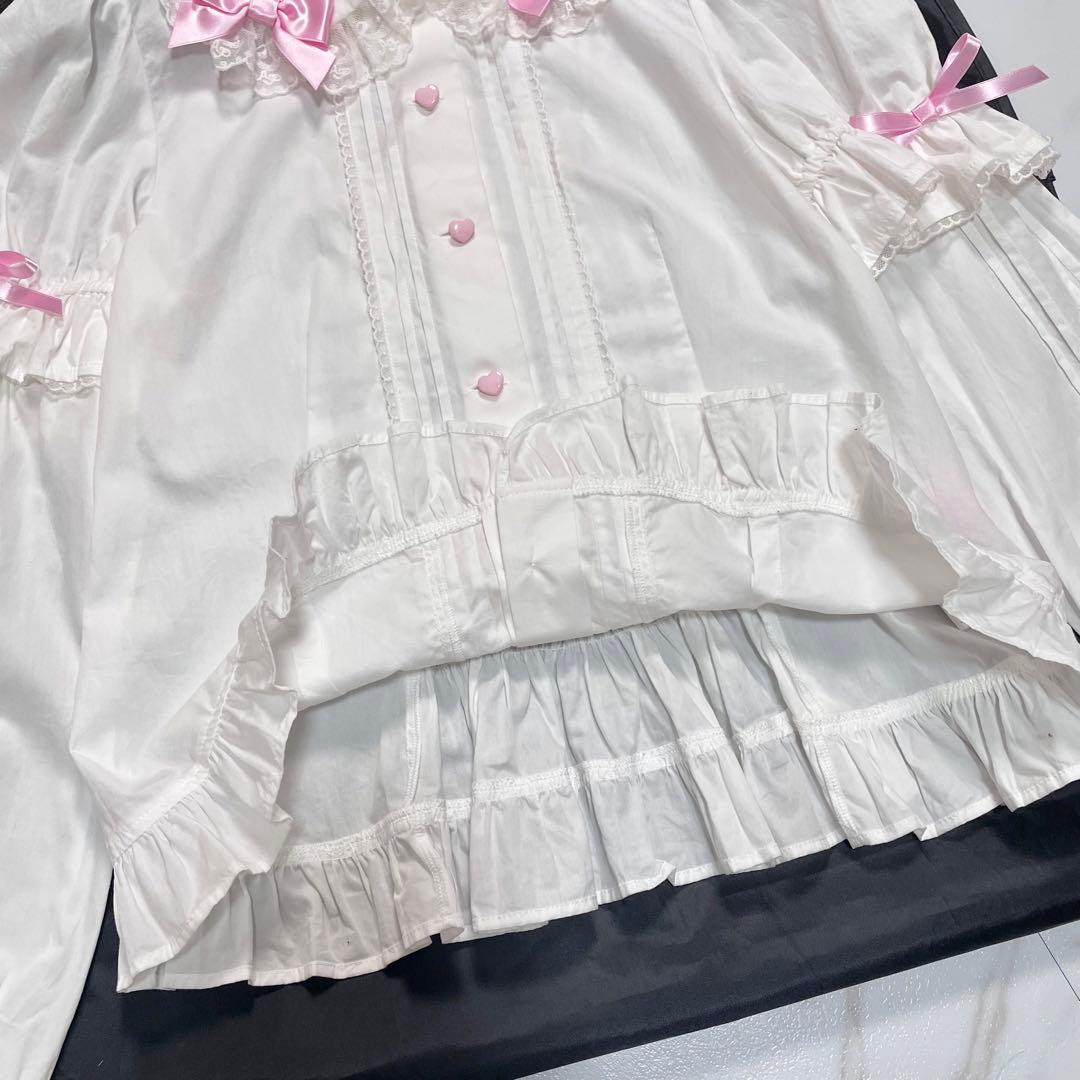 angelic pretty ブラウス 丸襟 レース 刺繍 リボン 2way