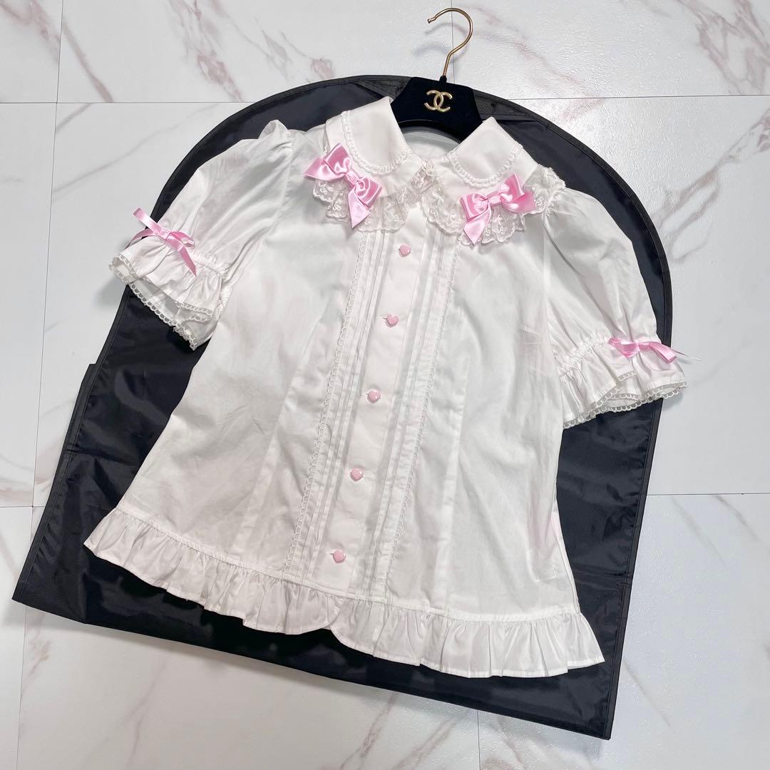 angelic pretty ブラウス 丸襟 レース 刺繍 リボン 2way