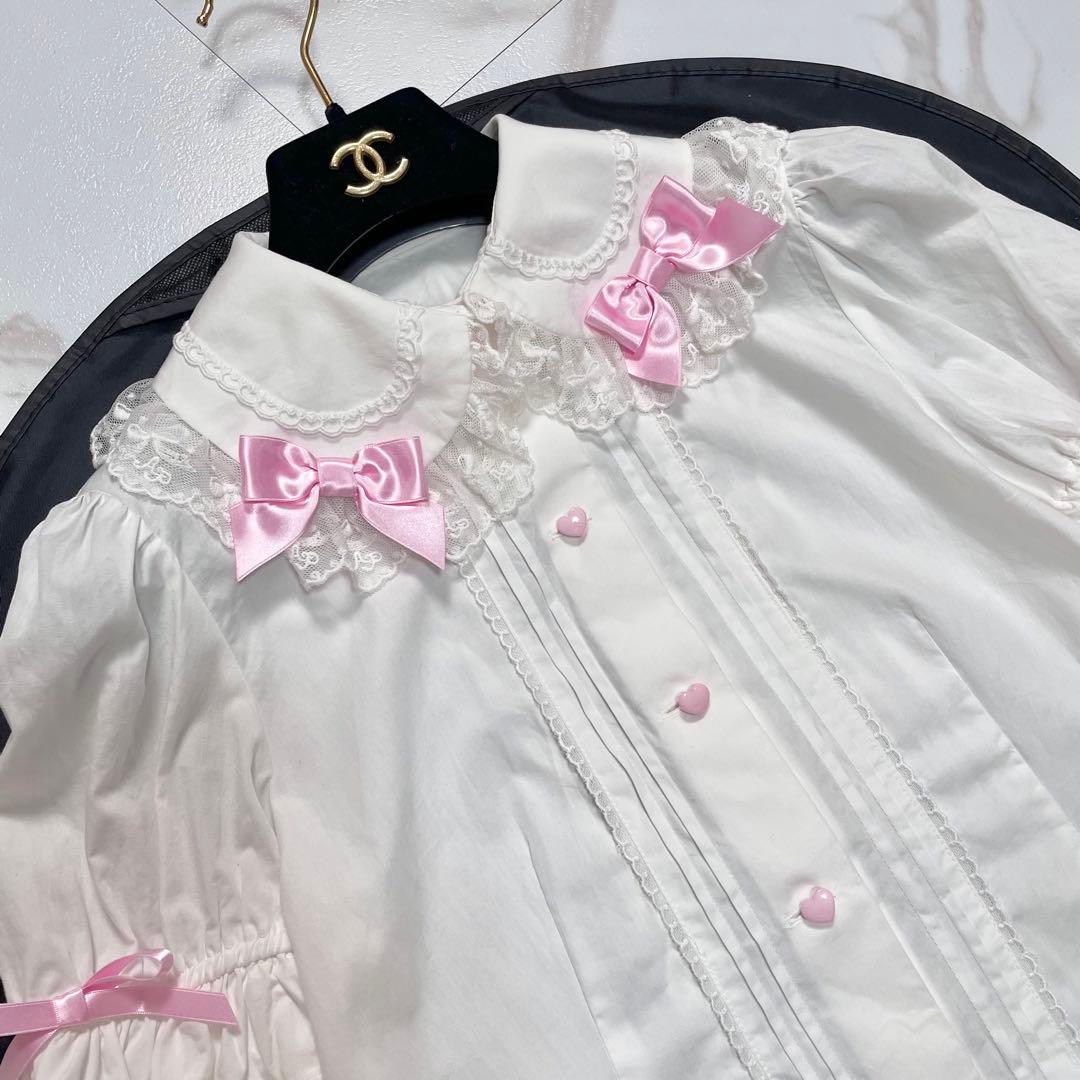 angelic pretty ブラウス 丸襟 レース 刺繍 リボン 2way