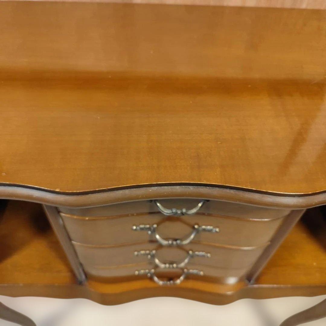 アンティーク調 猫脚コンソールデスク サイドチェスト かごめ編み ラタン