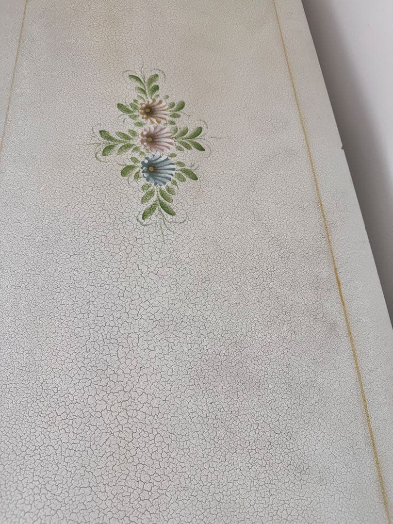 フローラ花柄ガラスキャビネット/ロココ調/お姫様白家具/クラック塗装