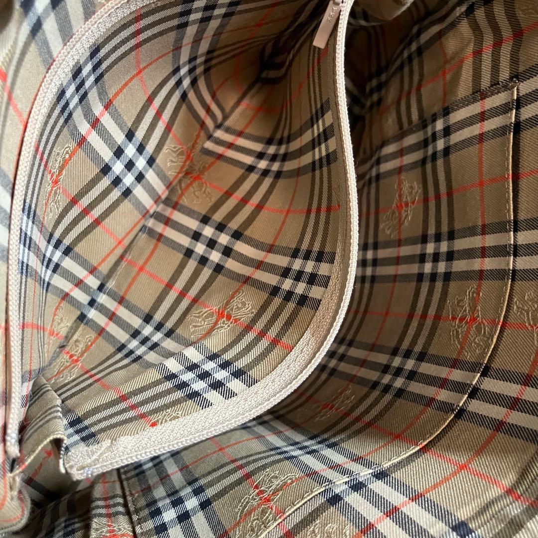 BURBERRY レザーハンドバッグ ノバチェック 茶 ブラウン