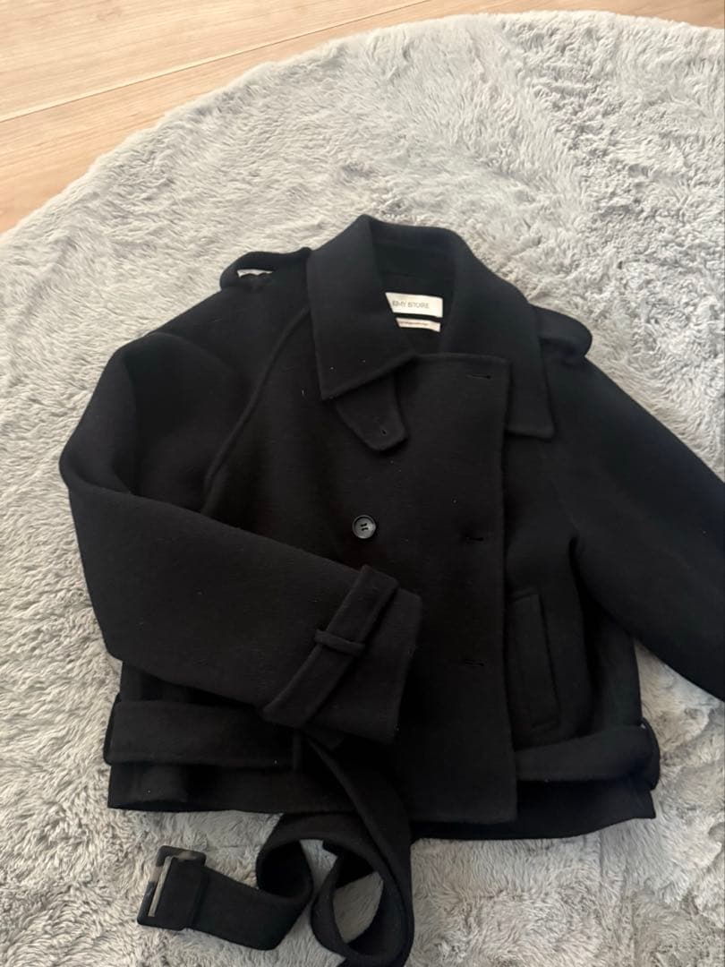 エイミーイストワール ウールショートトレンチコート ブラック 36 ジャケット