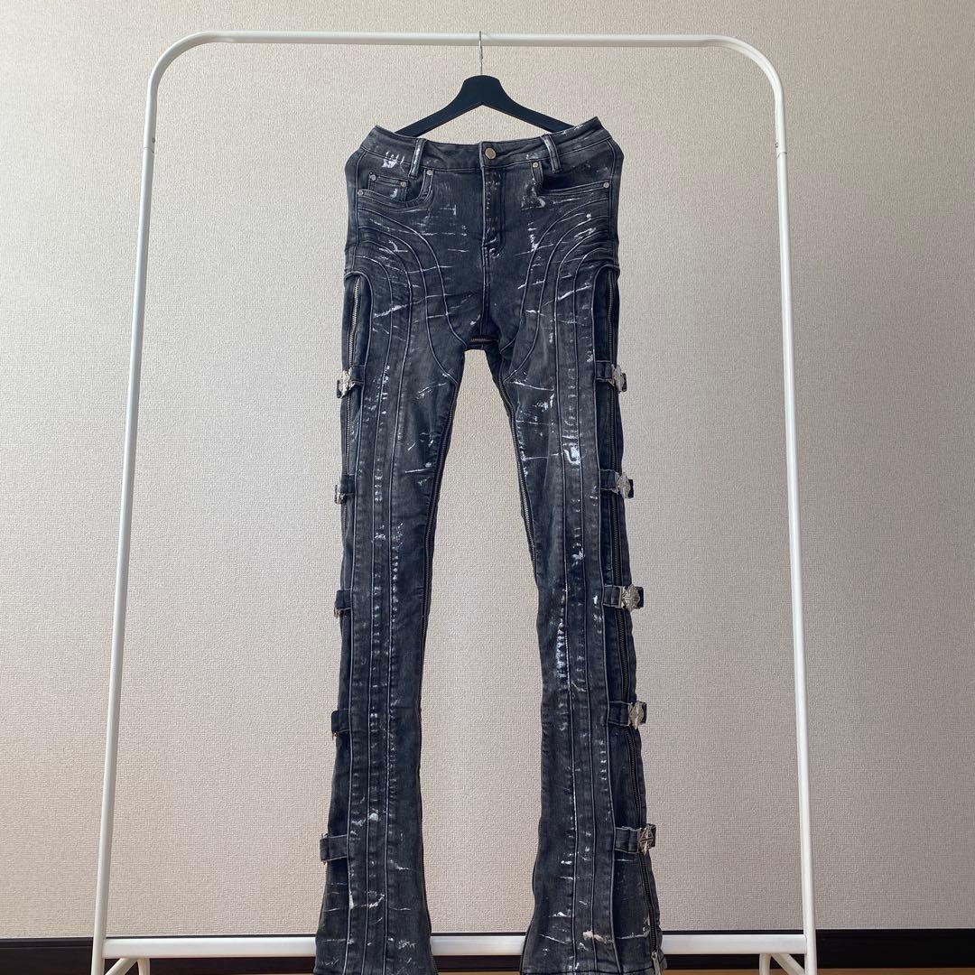 新品28 GUAPI フレア スキニー スタックデニム ジーンズ