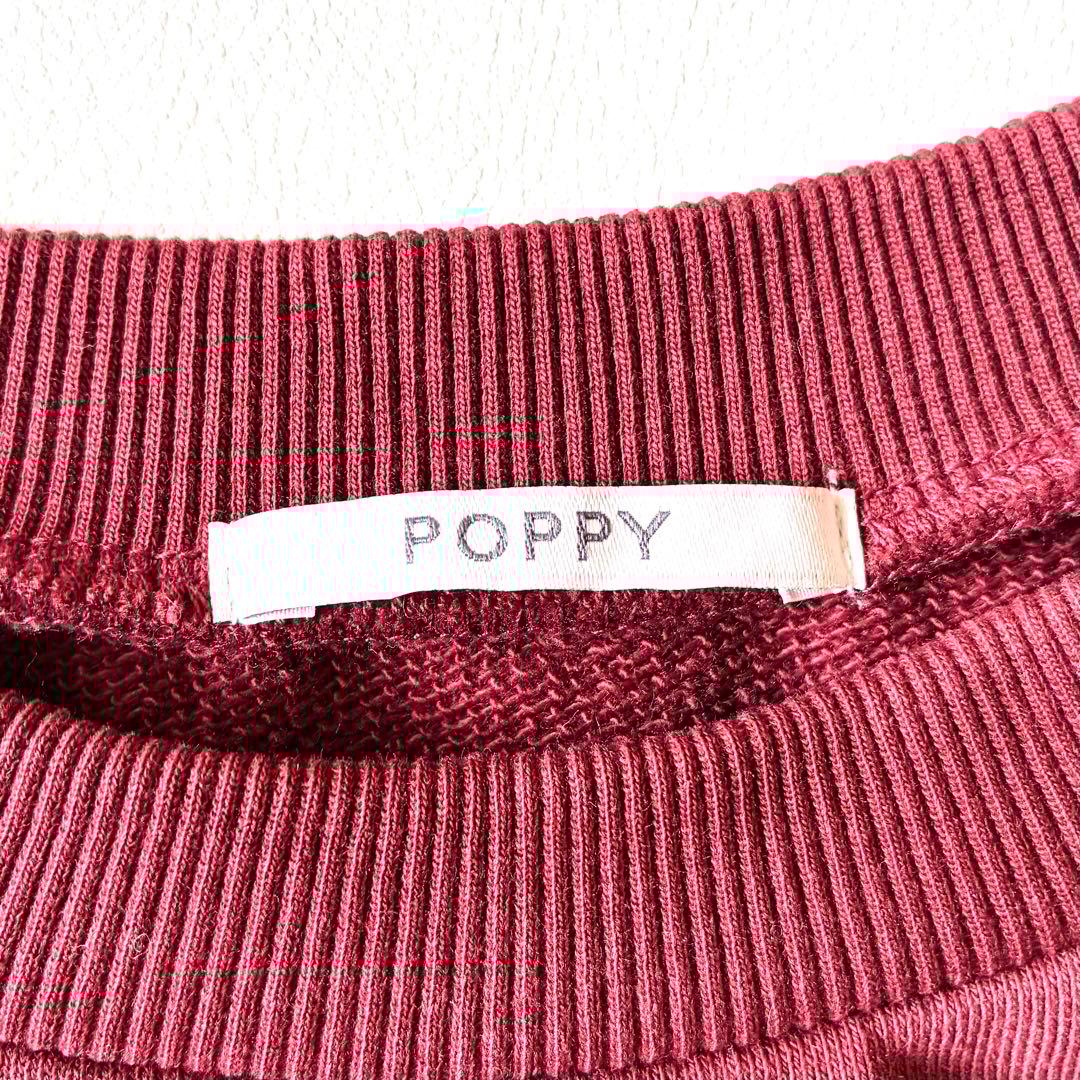 極美品✨POPPY ロゴプリントスウェット　プルオーバー　ギャザースリーブ