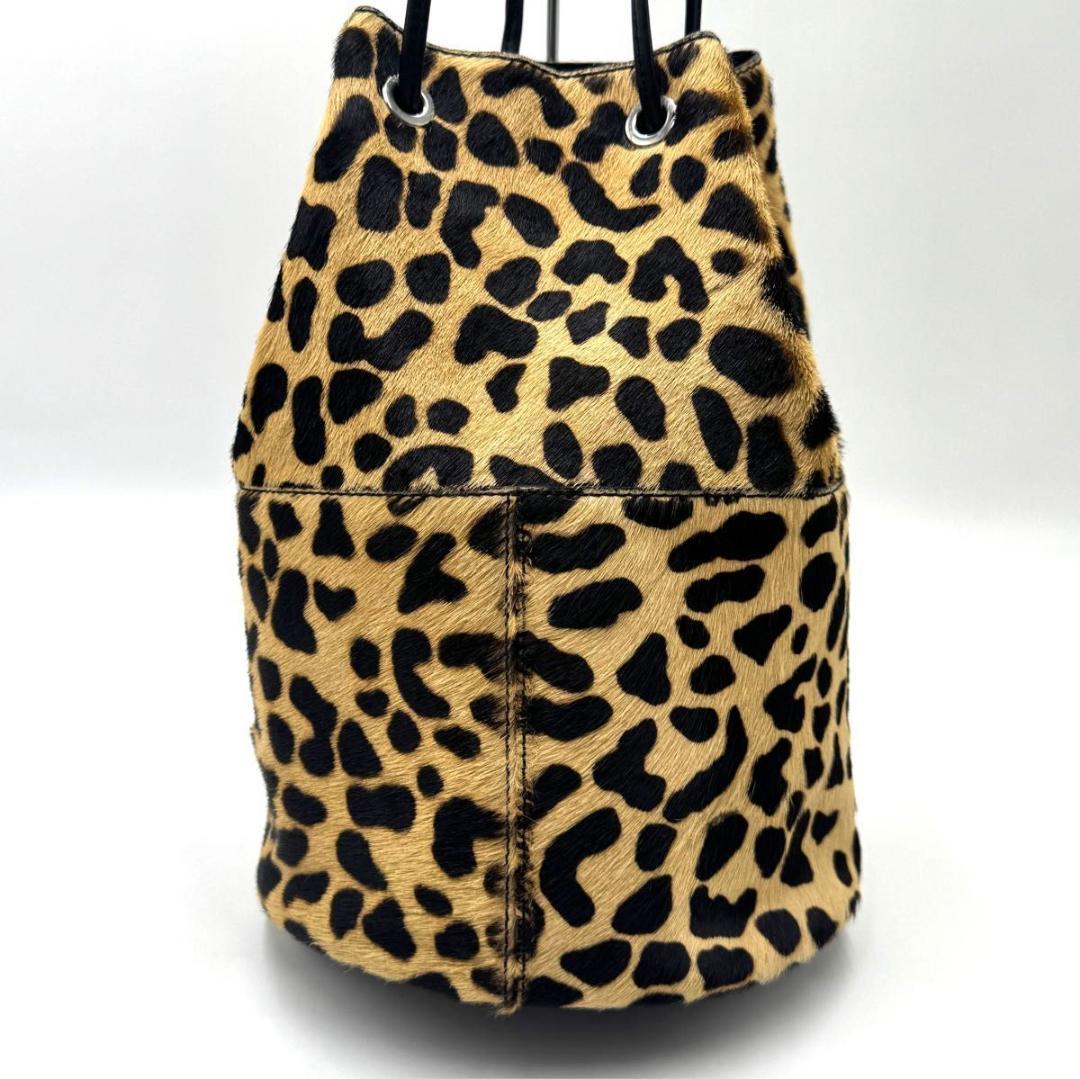 極美品✨MARCO MASI　ハラコ　巾着　レオパード　ショルダーバッグ　肩掛け