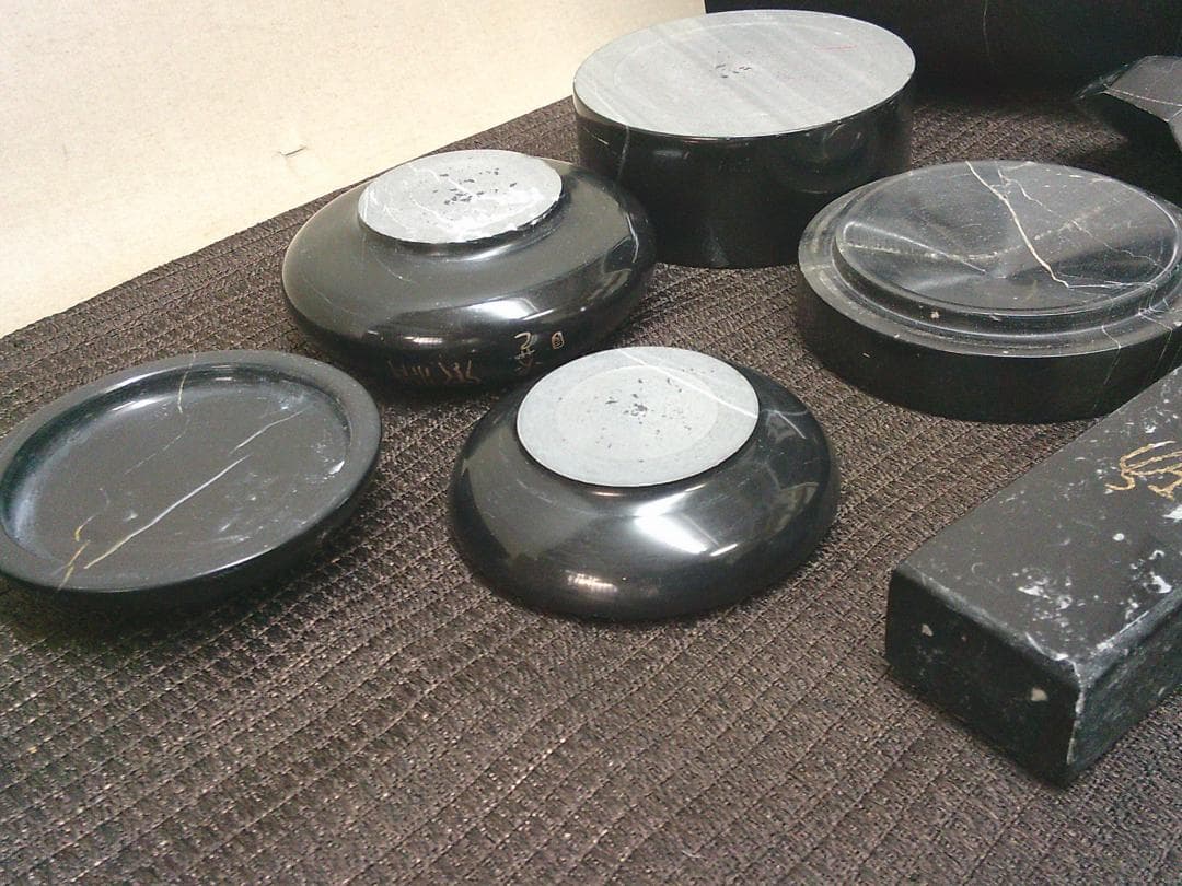 【大理石文房具　諸々5点　筆筒　筆置き　容器　筆記用具　筆入・Ｂ１９】水滴　矢立