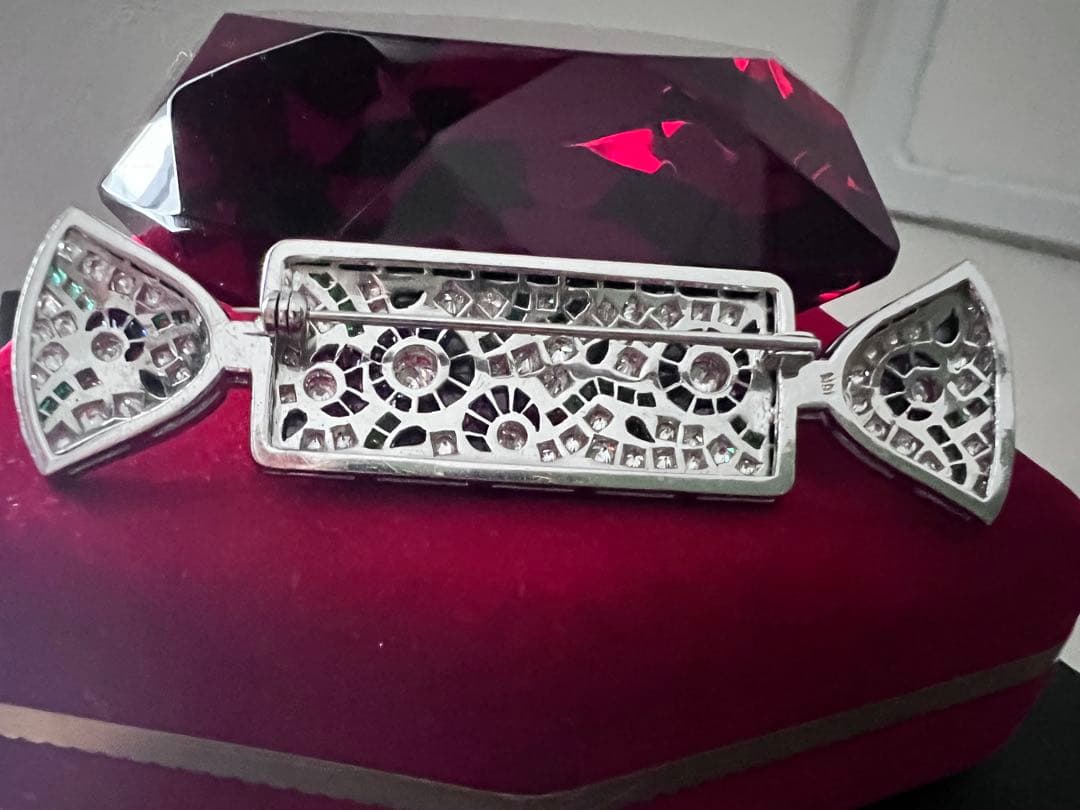 Vintage K18 WGダイヤモンド ブローチ Brooch 約19g