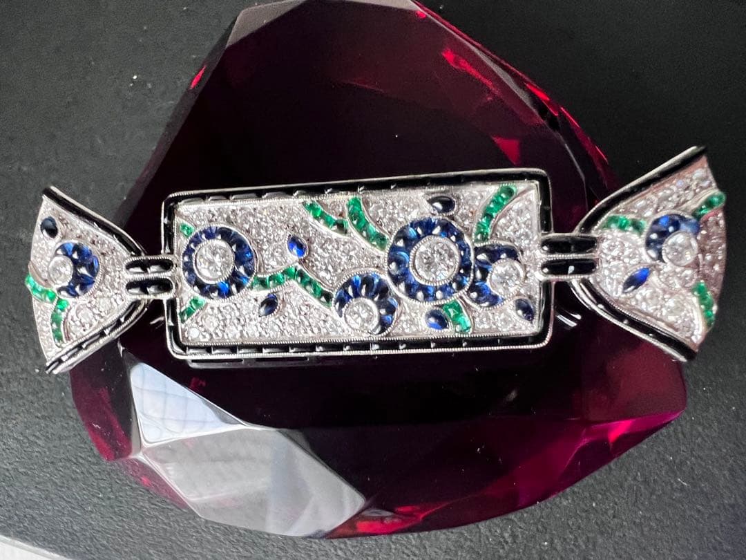 Vintage K18 WGダイヤモンド ブローチ Brooch 約19g