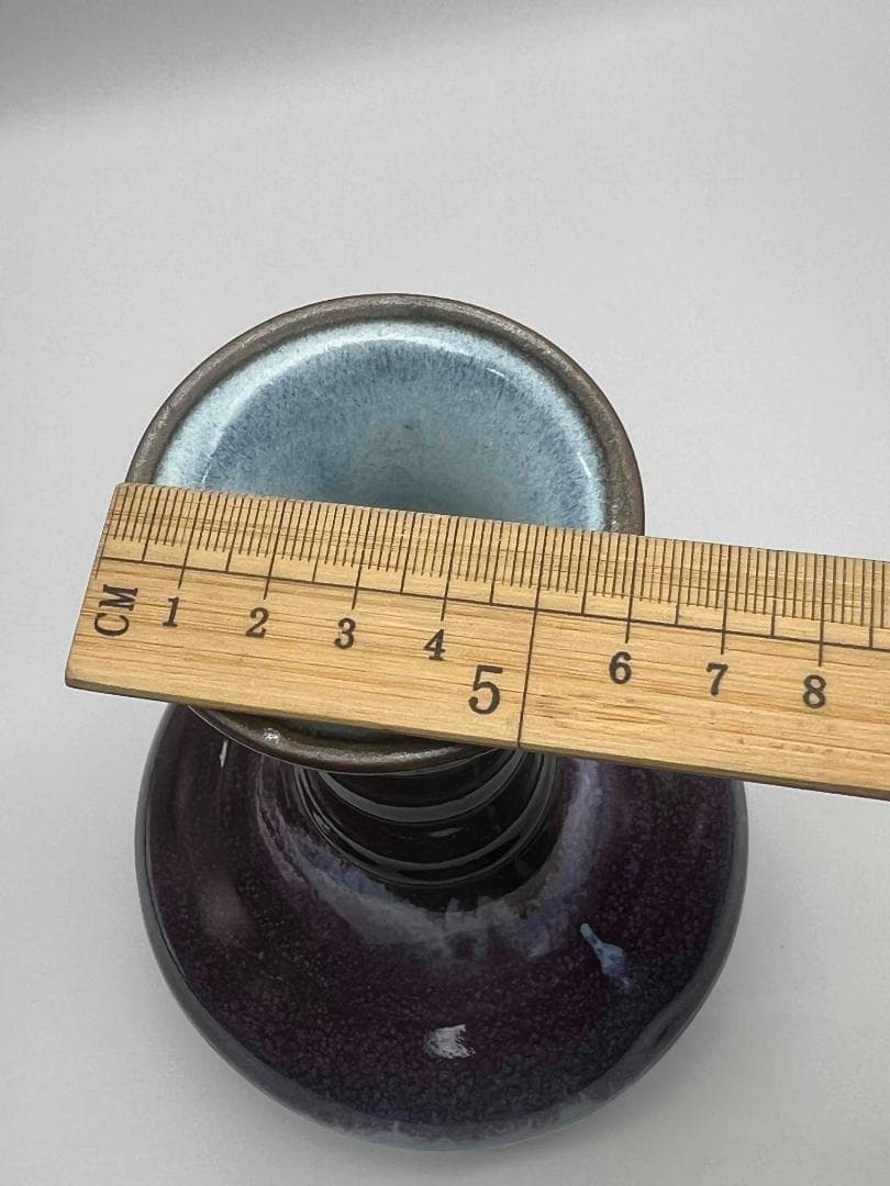 清時代　鈞窯　窯変釉 弦文瓶　旧家蔵出し　花入　花瓶(B-91)