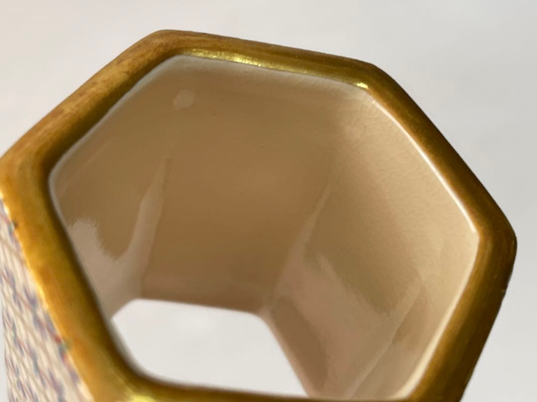 茶道具　花蝶窯　手塚充　石雲　仁清写六角　花　蓋置　共箱　桜　桔梗　柳