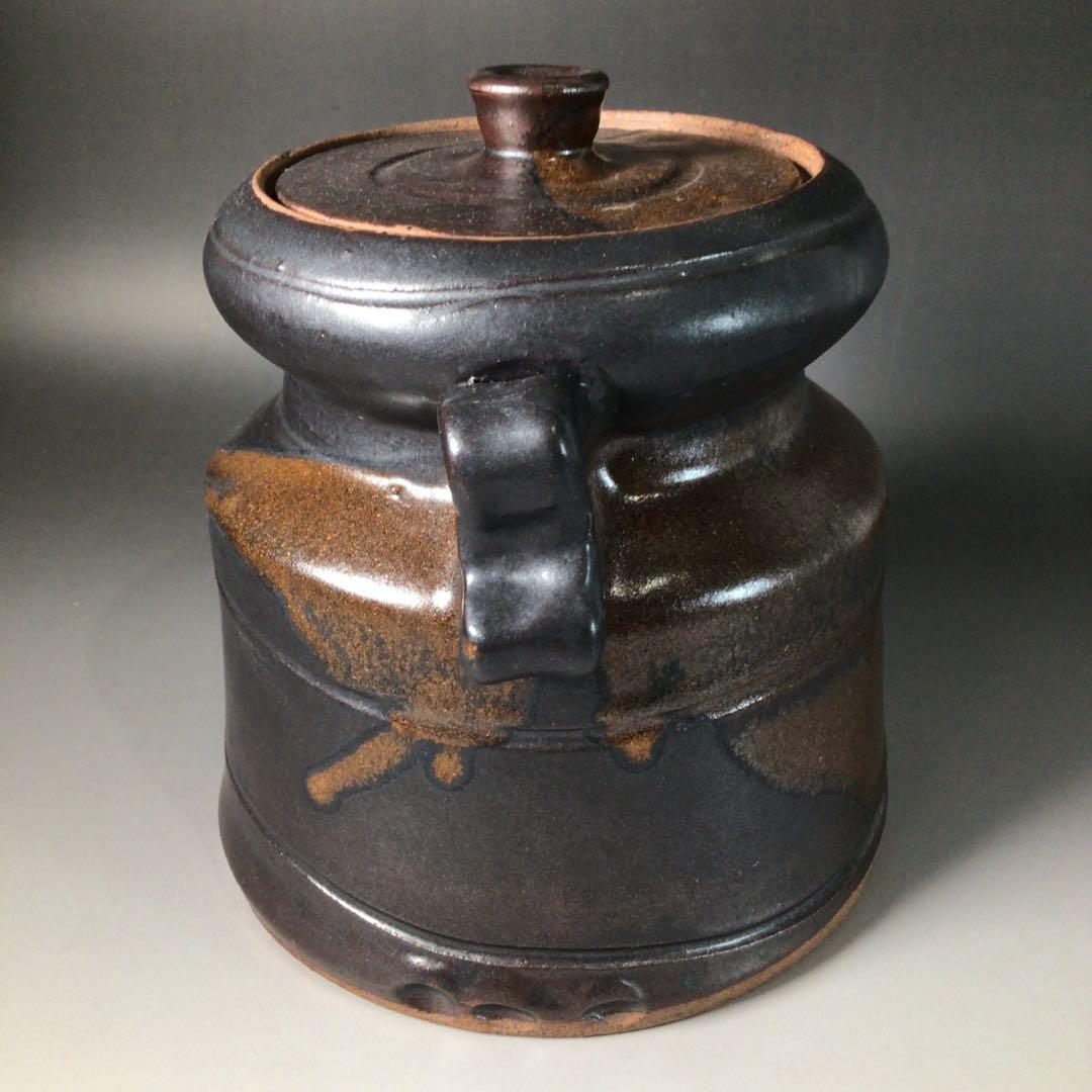 Ｓ９２　水指　『大谷焼』『元山窯造』『耳付水指』　共箱　茶道具