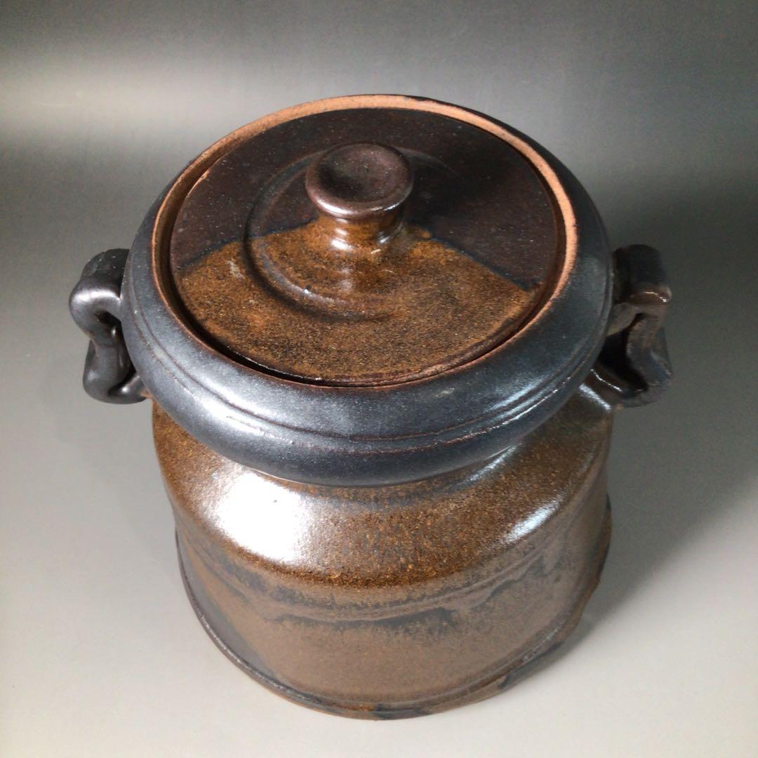 Ｓ９２　水指　『大谷焼』『元山窯造』『耳付水指』　共箱　茶道具