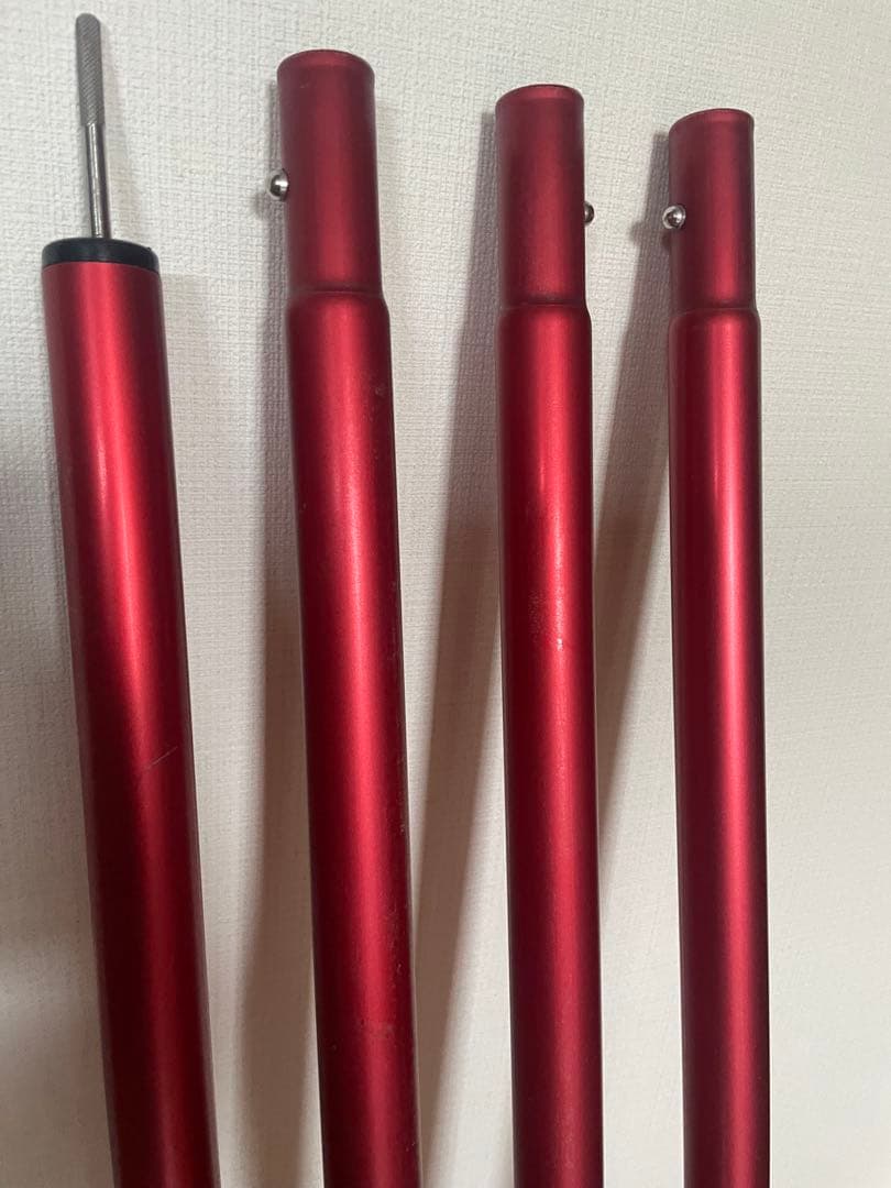 スノーピーク　ウイングポール　レッド280cm☓3本セット