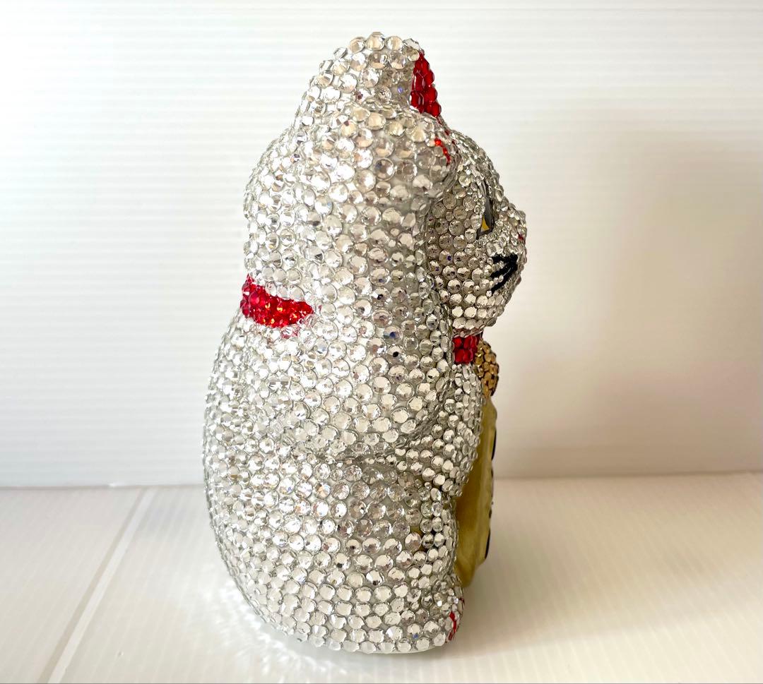 招き猫デコ　招き猫　開店祝い　プレゼント　置物　キラキラ　新品　貯金箱
