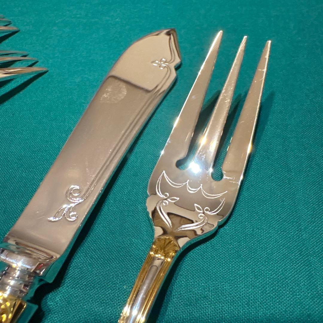 レア★新品 ラッキーウッドフィッシュナイフ・フォーク各4本計8Ｐ高級　日本製